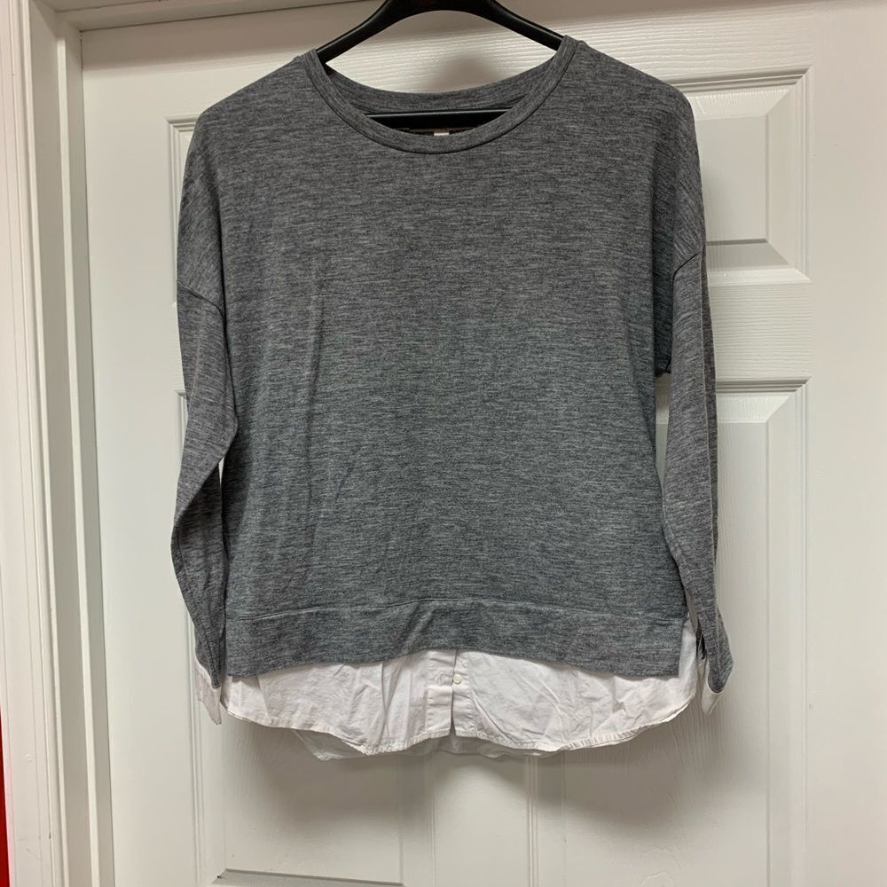 Loft Gray Faux Double Up Shirt sz XL